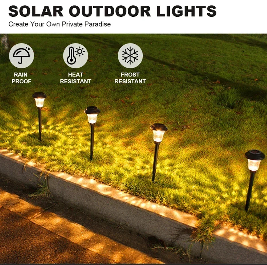 Solar Pathway Lights Outdoor Solar Yard Lamp Warm Lighting IP65 Waterproof LED Auto On Off Solar Lights for House Garden Path