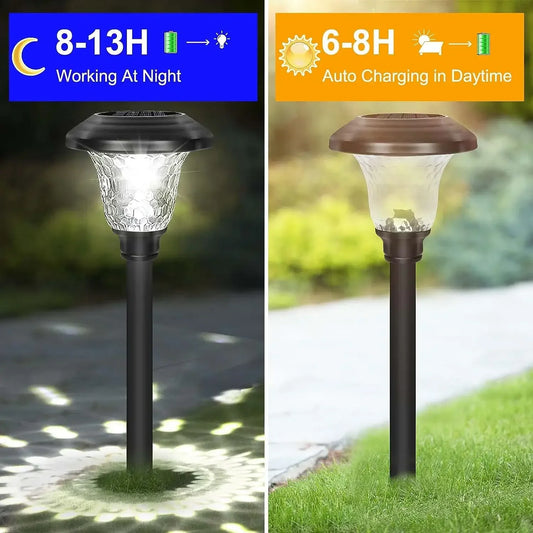 Solar Pathway Lights Outdoor Solar Yard Lamp Warm Lighting IP65 Waterproof LED Auto On Off Solar Lights for House Garden Path