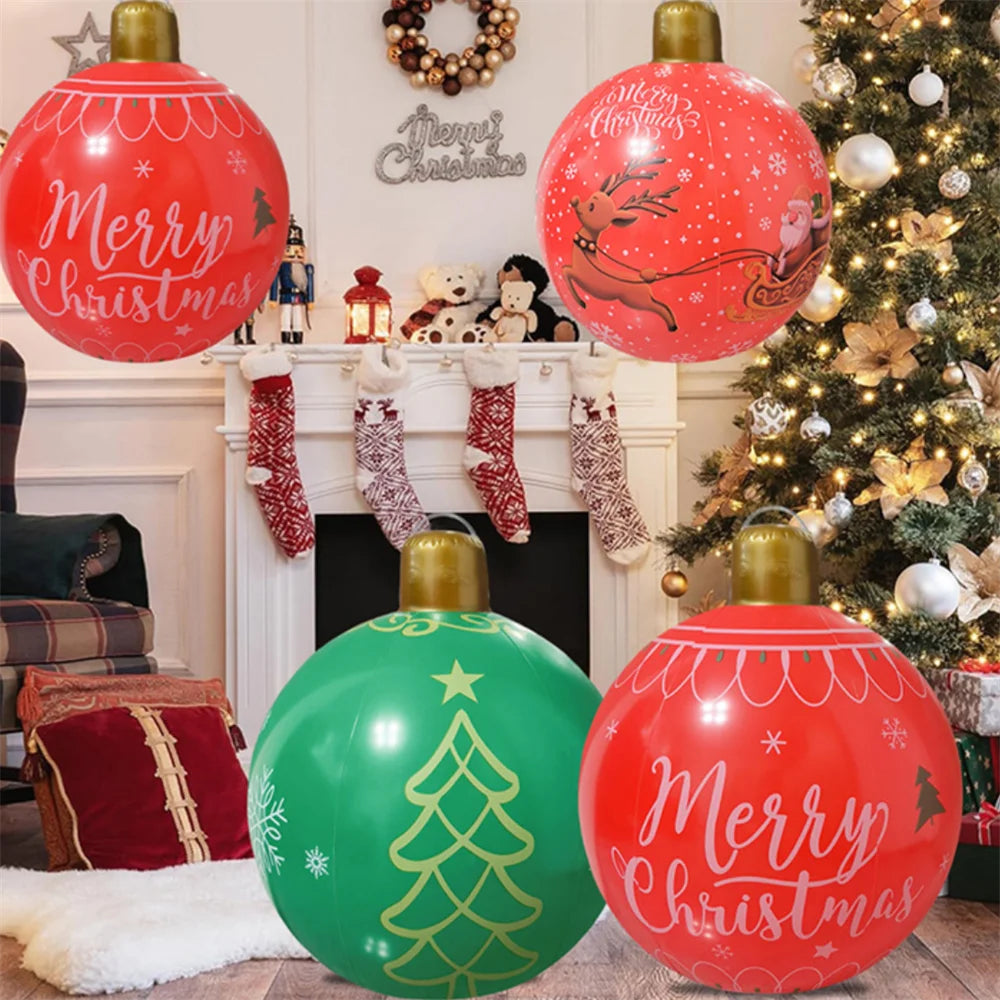 55CM Christmas Inflatable Ball Outdoor Garden Decorations PVC Giant Xmas Ball Christmas Large Balls Toy New Year Party Decors-Serilas