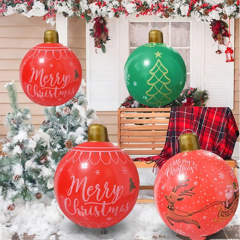 55CM Christmas Inflatable Ball Outdoor Garden Decorations PVC Giant Xmas Ball Christmas Large Balls Toy New Year Party Decors-Serilas