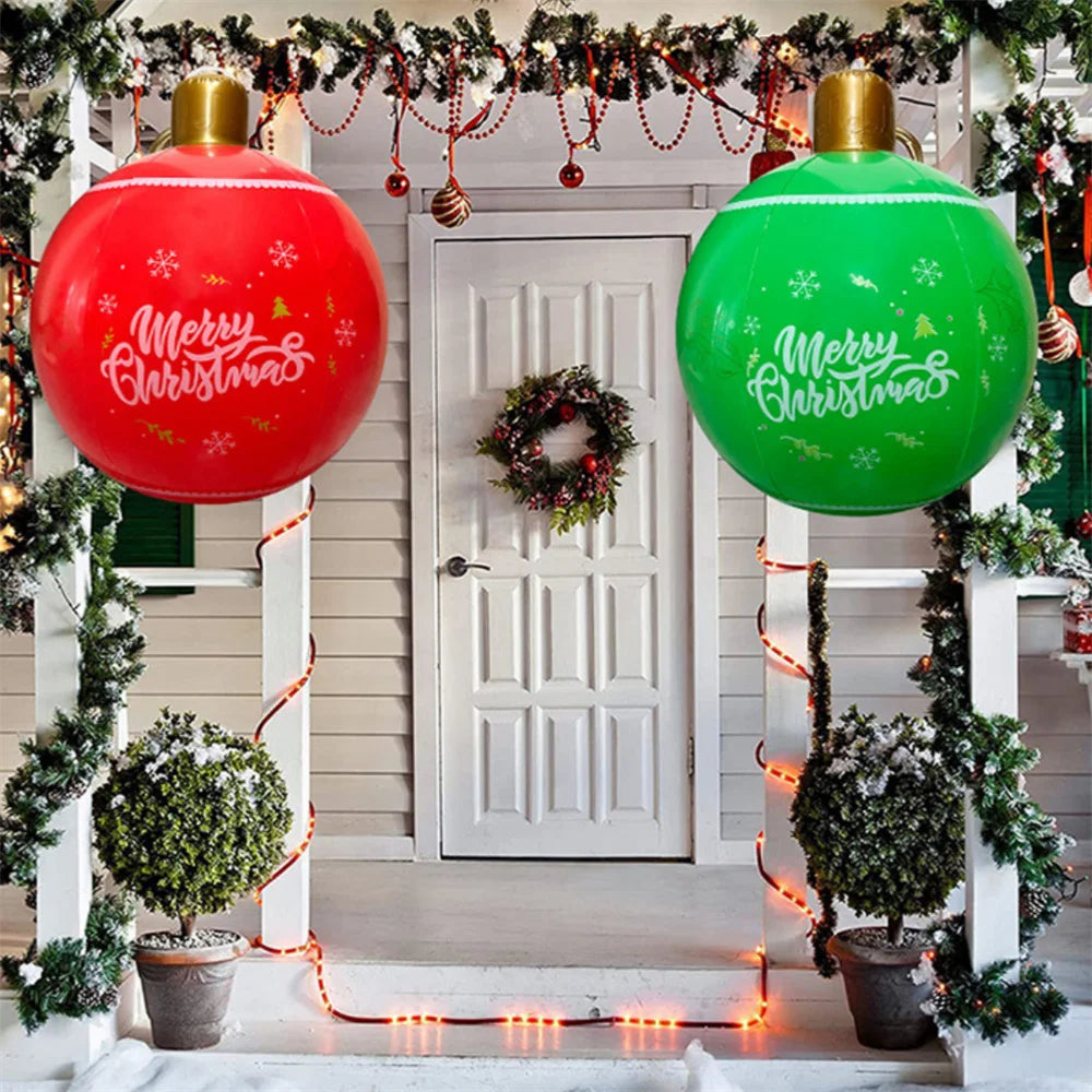 55CM Christmas Inflatable Ball Outdoor Garden Decorations PVC Giant Xmas Ball Christmas Large Balls Toy New Year Party Decors-Serilas