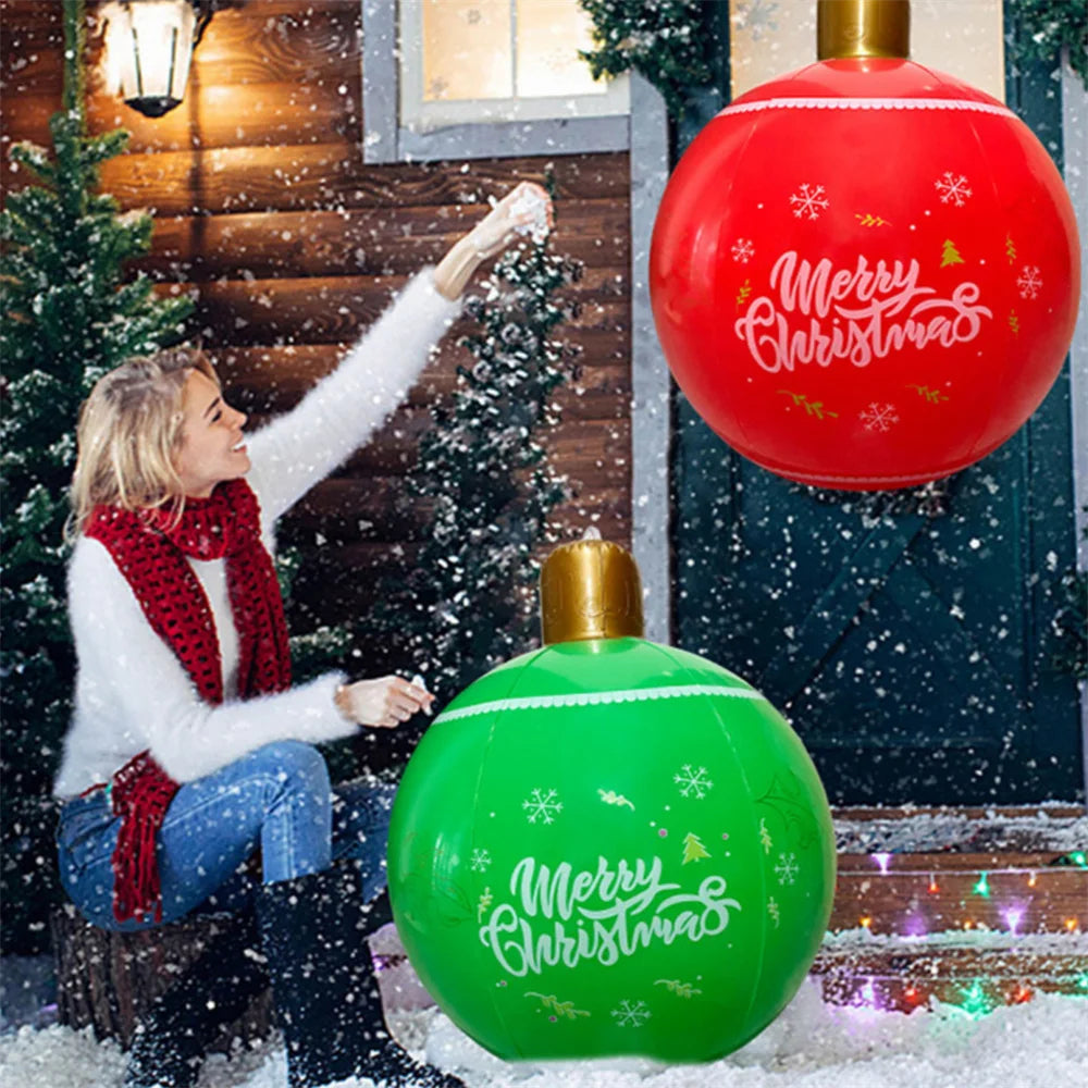 55CM Christmas Inflatable Ball Outdoor Garden Decorations PVC Giant Xmas Ball Christmas Large Balls Toy New Year Party Decors-Serilas