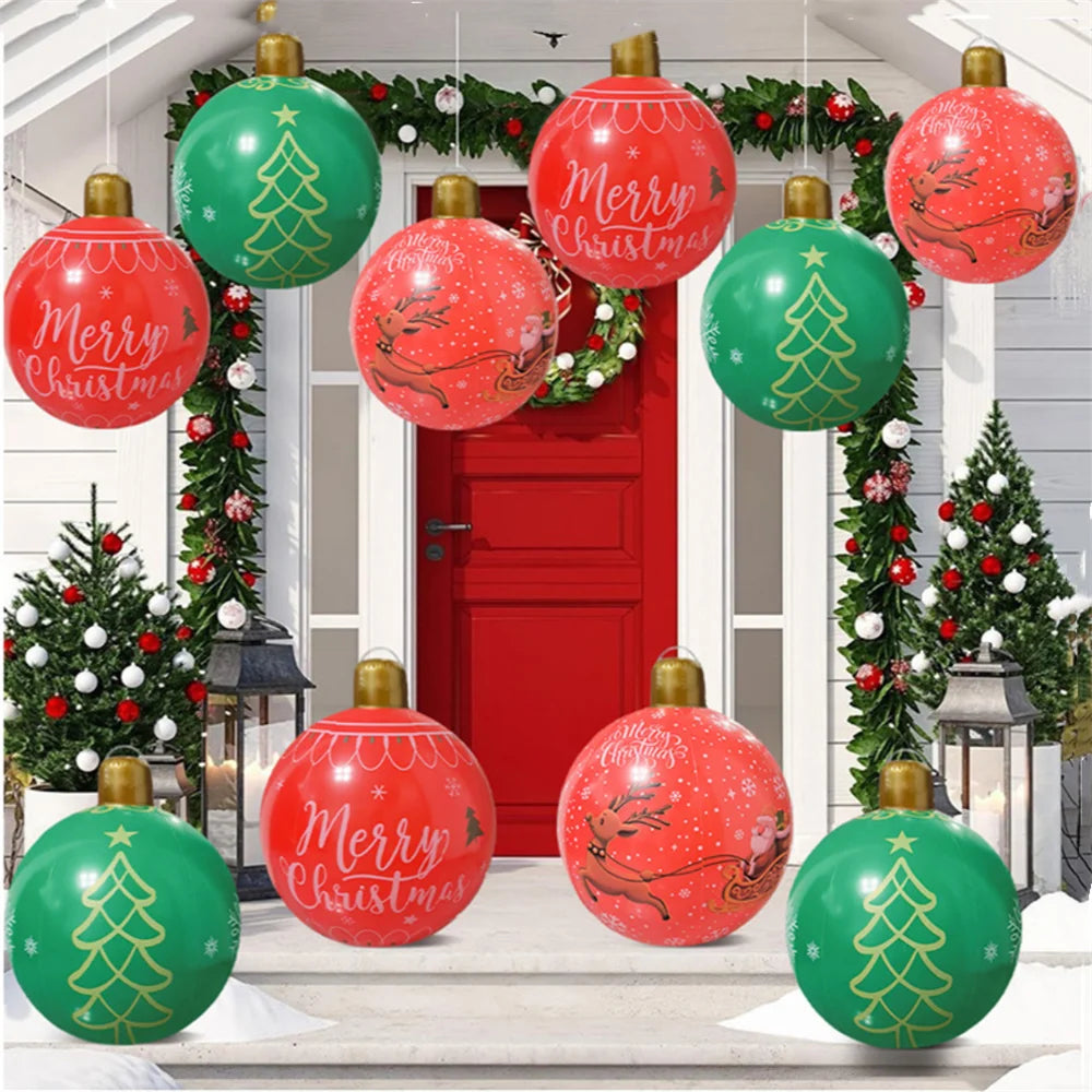 55CM Christmas Inflatable Ball Outdoor Garden Decorations PVC Giant Xmas Ball Christmas Large Balls Toy New Year Party Decors-Serilas