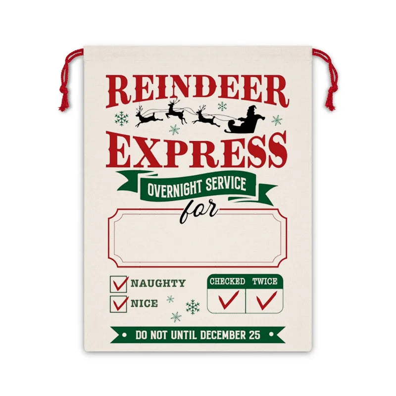 Personalized Name 30x40cm Christmas Gift Bags Santa Sack Christmas Ornaments New Year Christmas Gifts for Kids Boys Girls Teens-Serilas