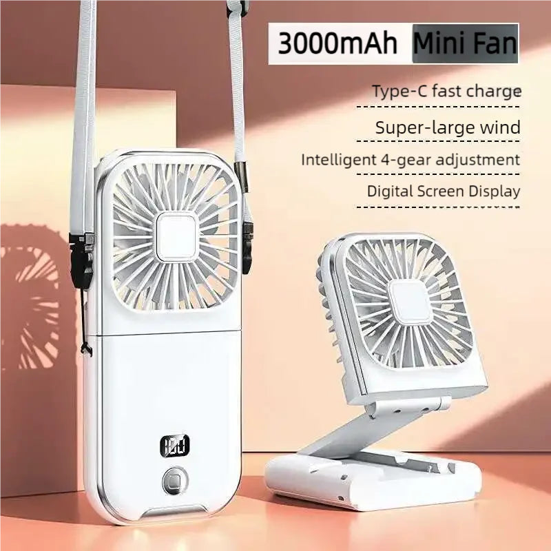 Foldable Hanging Neck Fan Cooling Desktop Refrigeration Handheld USB Mini Fan Camping Mute Ventilador Air Cooler for Sports-Serilas