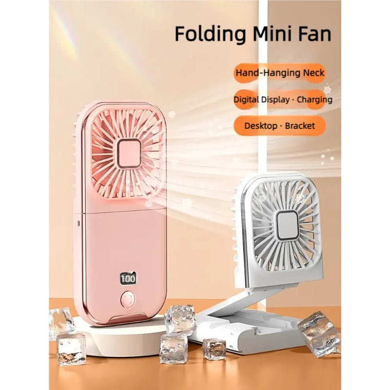 Foldable Hanging Neck Fan Cooling Desktop Refrigeration Handheld USB Mini Fan Camping Mute Ventilador Air Cooler for Sports-Serilas