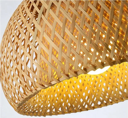 BambuAura™ Hand-Woven Bamboo Rattan Pendant Lantern