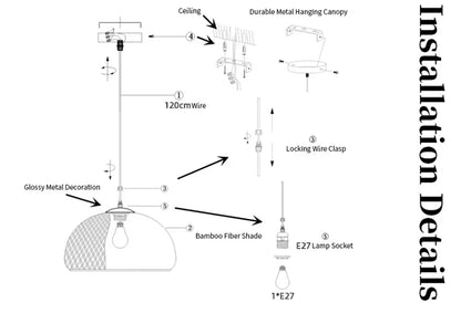 BambuAura™ Hand-Woven Bamboo Rattan Pendant Lantern