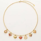 Miranda Charm Stainless Steel Heart Love Chain Necklace Water Resistant Chic Popular Romantic Korean Jewelry Gift-Serilas