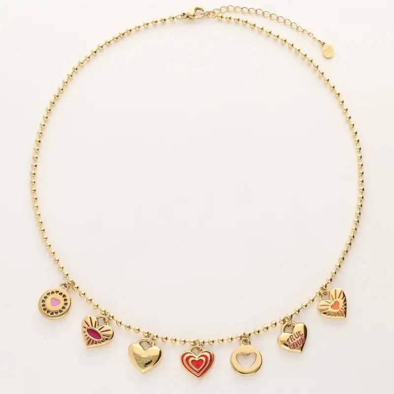 Miranda Charm Stainless Steel Heart Love Chain Necklace Water Resistant Chic Popular Romantic Korean Jewelry Gift-Serilas