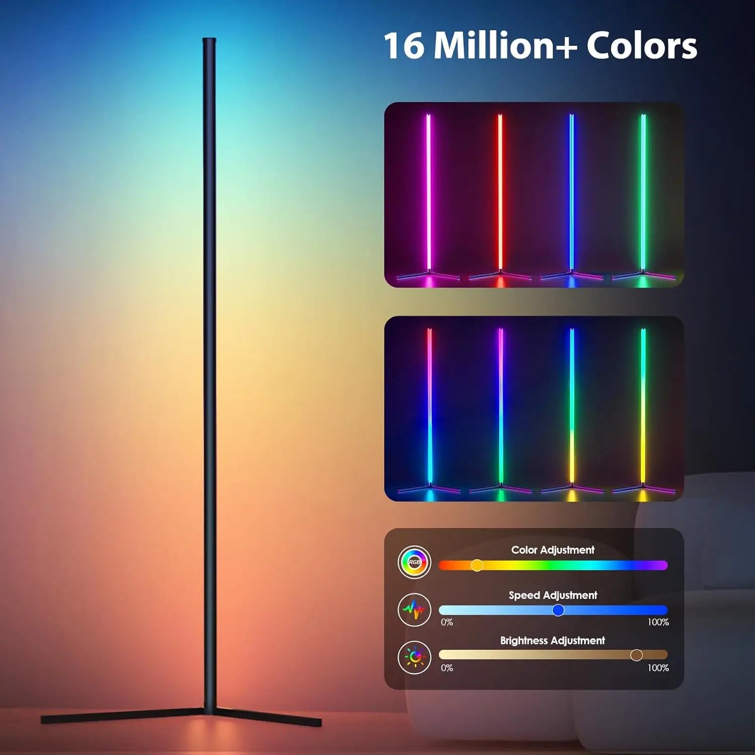 RGB Dream Color Floor Lamp with Music Sync Modern 16 Million Color Changing Standing Mood Light For Bedroom Living Room-Serilas