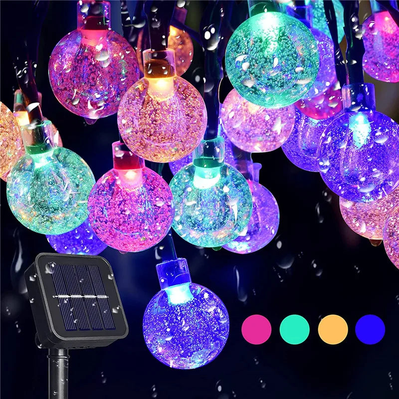 LED Solar String Lights Outdoor Waterproof Bubble Beads Fairy String Light 8 Modes Garden Wedding Party Christmas Decoration-Serilas