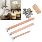 30pcs Wooden Candles Wick for DIY Paraffin Candle Jar Making Kit Candle Core with Clip Base Handmade Smokeless Candle Wick Cores-Serilas
