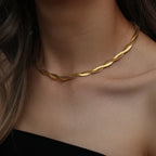 Tarnish Free Stainless Steel 18K Gold Plated Short Herringbone Chain Choker Necklaces For Women Minimalist Gold Chain Necklace-Serilas