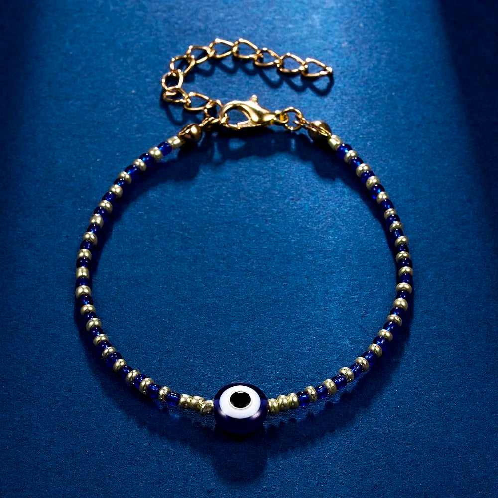 Lucky Amulet Evil Eye Charm Bracelet Gold Color Silver Color String Chain Braided Friendship Bracelet for Women Men Jewelry Gift-Serilas
