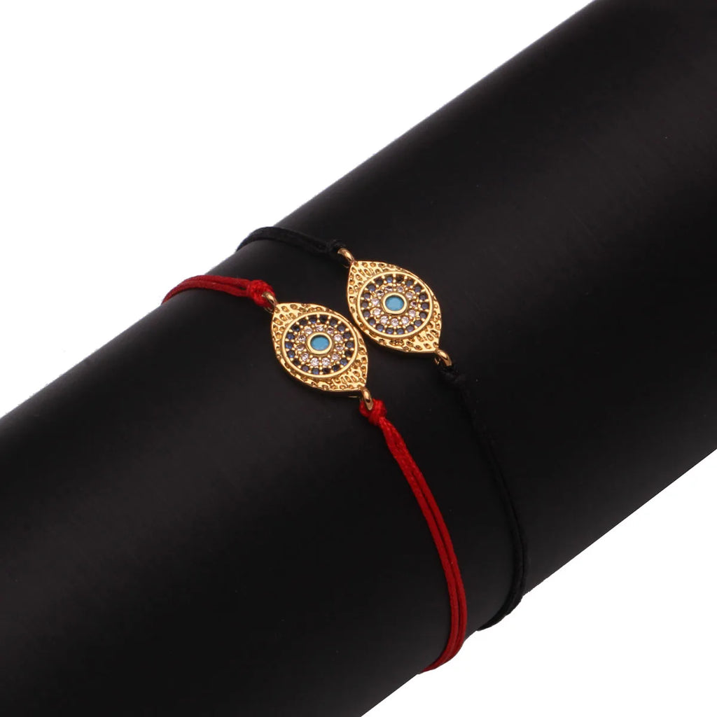 Copper Blue Evil Eye Charm Bracelet Red String Kabbalah Protection Handmade Adjustable Jewelry For Women Men Boys Girls Baby-Serilas