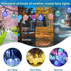 LED Solar String Lights Outdoor Waterproof Bubble Beads Fairy String Light 8 Modes Garden Wedding Party Christmas Decoration-Serilas