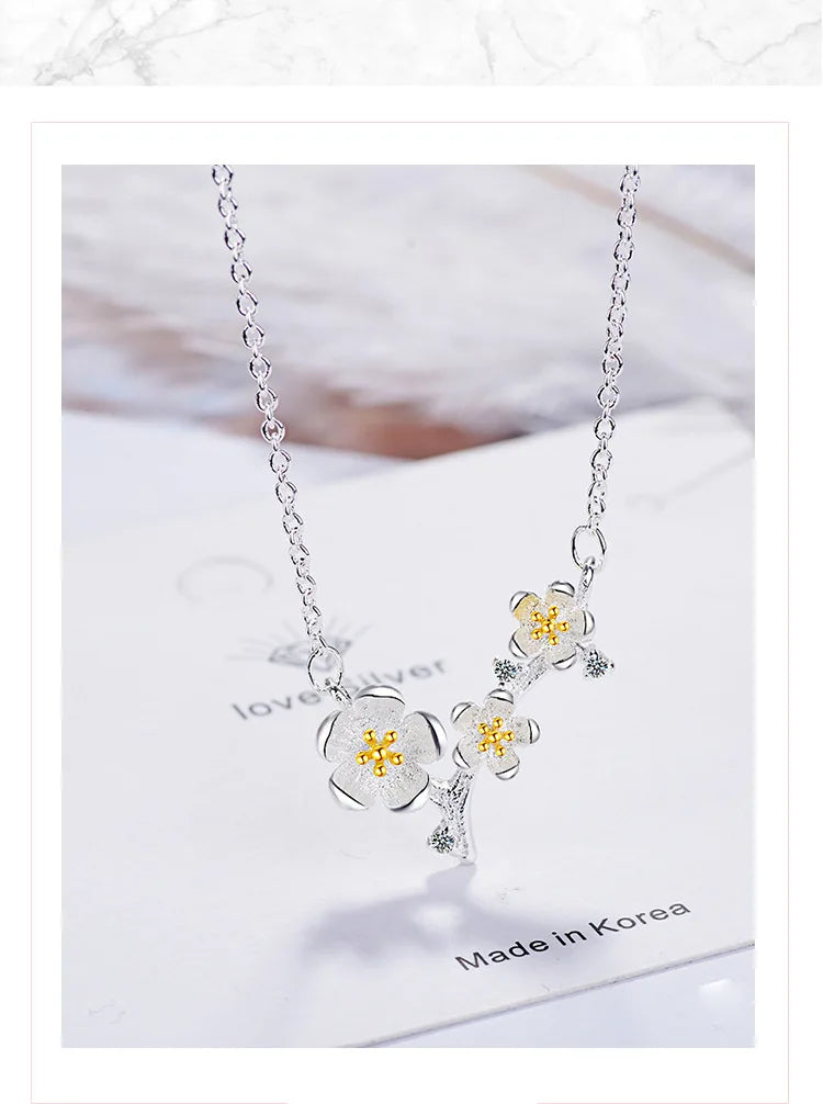 925 Sterling Silver Flower Pendant Necklace For Women Fashion Chain Luxury Quality Fine Jewelry Accesories Wholesale GaaBou-Serilas