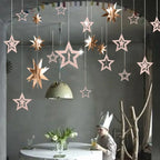 Rose Gold Hollow Star Paper Garlands Banner Hanging for Wedding Christmas Decorations Kids Birthday Party Supplies Baby Shower-Serilas