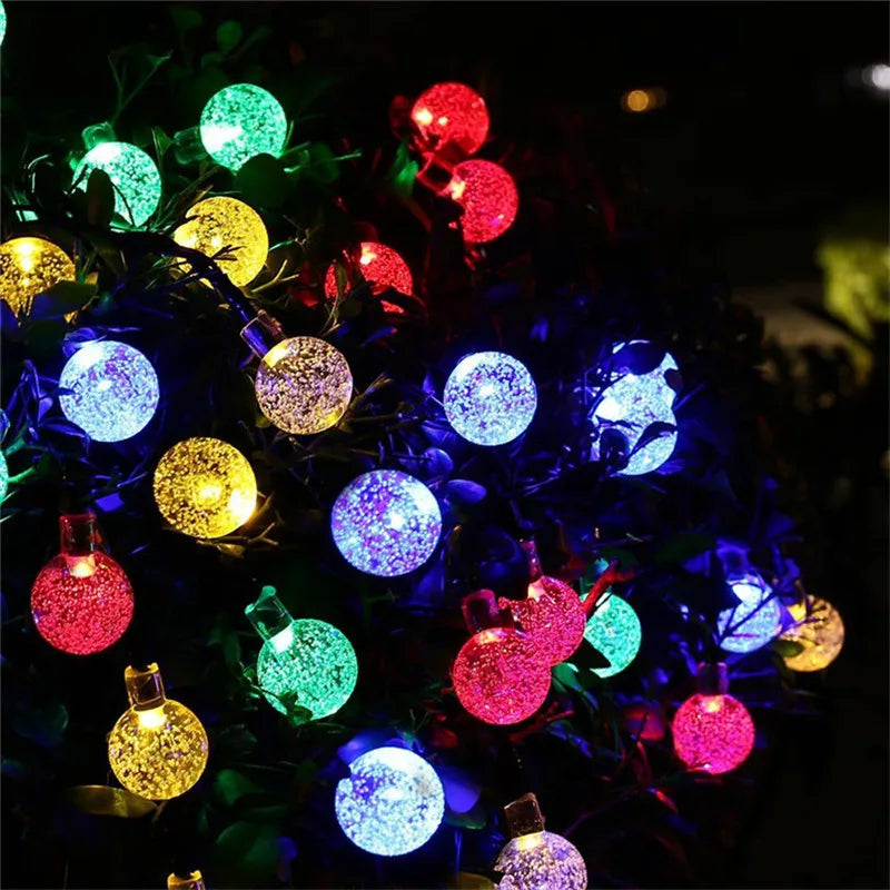 LED Solar String Lights Outdoor Waterproof Bubble Beads Fairy String Light 8 Modes Garden Wedding Party Christmas Decoration-Serilas
