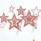 Rose Gold Hollow Star Paper Garlands Banner Hanging for Wedding Christmas Decorations Kids Birthday Party Supplies Baby Shower-Serilas