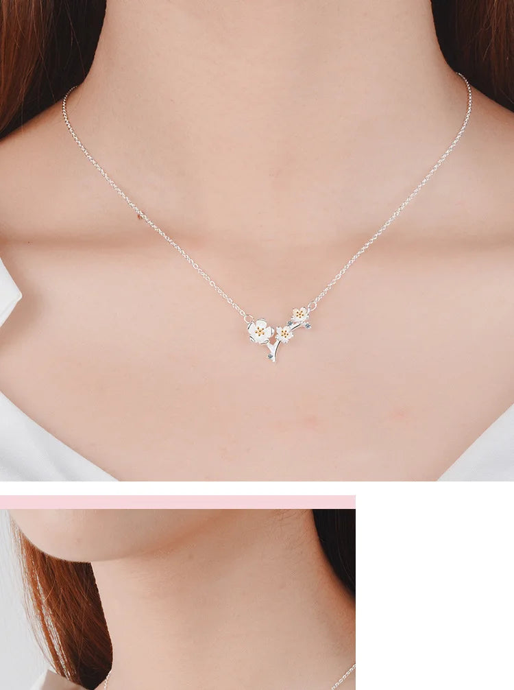 925 Sterling Silver Flower Pendant Necklace For Women Fashion Chain Luxury Quality Fine Jewelry Accesories Wholesale GaaBou-Serilas