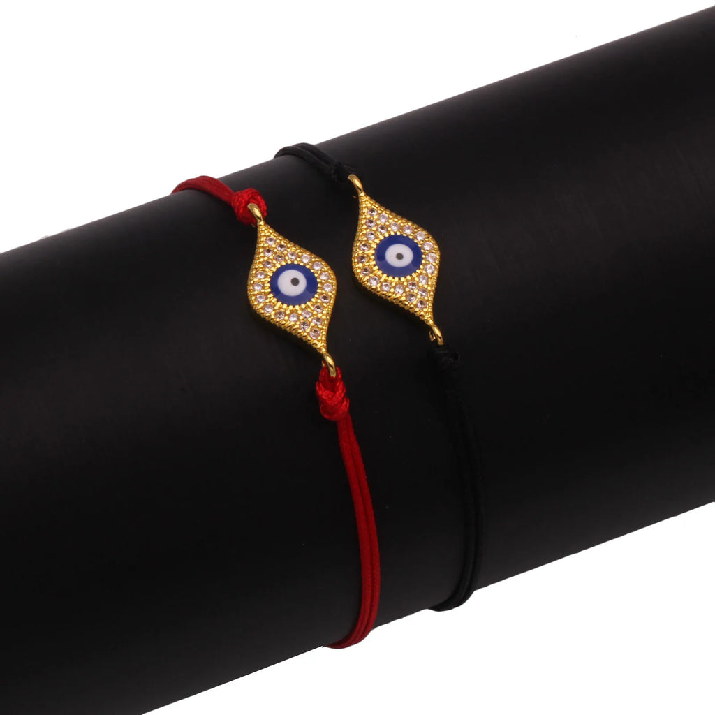 Copper Blue Evil Eye Charm Bracelet Red String Kabbalah Protection Handmade Adjustable Jewelry For Women Men Boys Girls Baby-Serilas