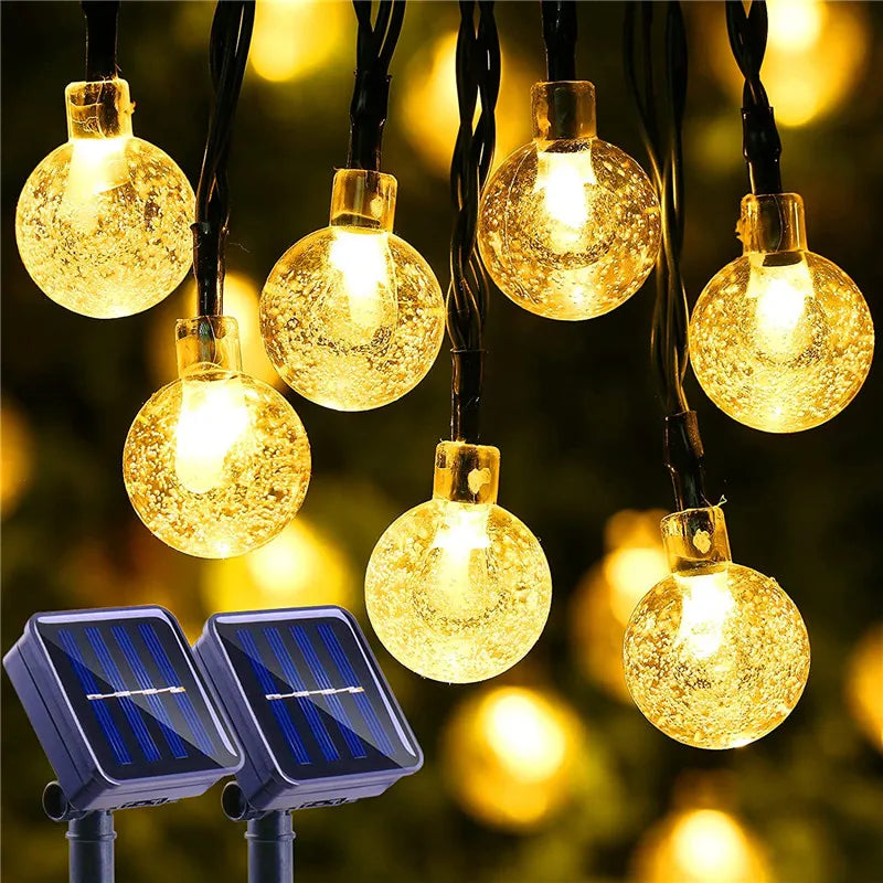 LED Solar String Lights Outdoor Waterproof Bubble Beads Fairy String Light 8 Modes Garden Wedding Party Christmas Decoration-Serilas