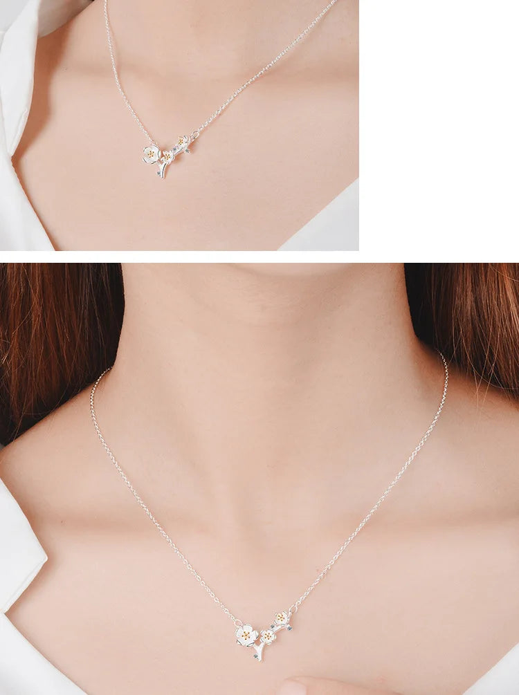 925 Sterling Silver Flower Pendant Necklace For Women Fashion Chain Luxury Quality Fine Jewelry Accesories Wholesale GaaBou-Serilas