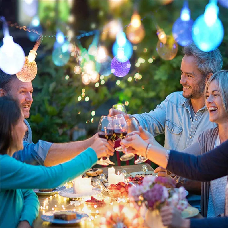 LED Solar String Lights Outdoor Waterproof Bubble Beads Fairy String Light 8 Modes Garden Wedding Party Christmas Decoration-Serilas