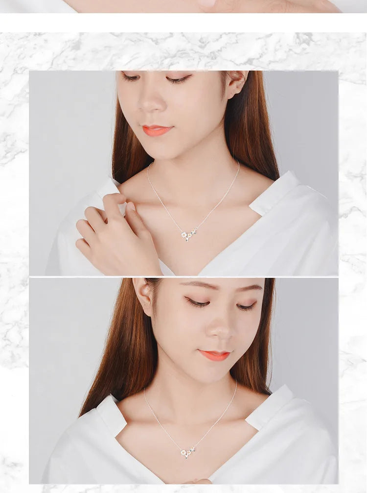 925 Sterling Silver Flower Pendant Necklace For Women Fashion Chain Luxury Quality Fine Jewelry Accesories Wholesale GaaBou-Serilas