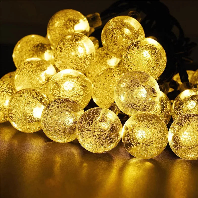 LED Solar String Lights Outdoor Waterproof Bubble Beads Fairy String Light 8 Modes Garden Wedding Party Christmas Decoration-Serilas
