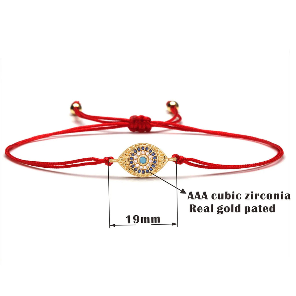 Copper Blue Evil Eye Charm Bracelet Red String Kabbalah Protection Handmade Adjustable Jewelry For Women Men Boys Girls Baby-Serilas