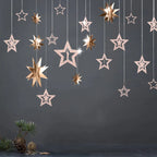Rose Gold Hollow Star Paper Garlands Banner Hanging for Wedding Christmas Decorations Kids Birthday Party Supplies Baby Shower-Serilas