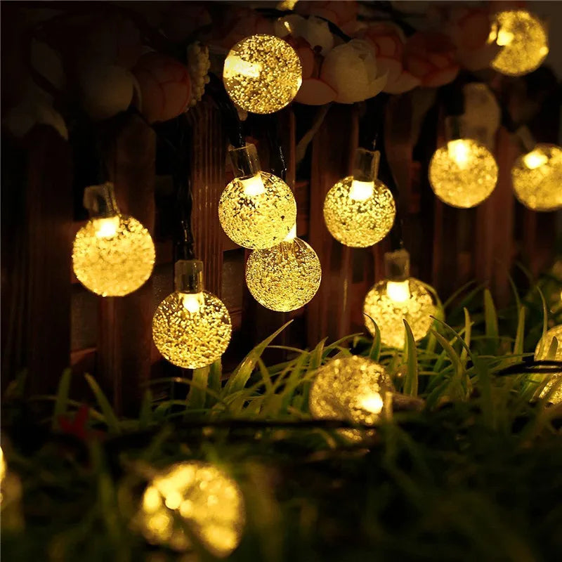 LED Solar String Lights Outdoor Waterproof Bubble Beads Fairy String Light 8 Modes Garden Wedding Party Christmas Decoration-Serilas