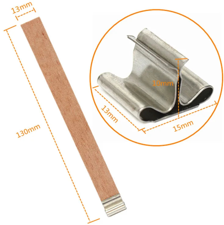 30pcs Wooden Candles Wick for DIY Paraffin Candle Jar Making Kit Candle Core with Clip Base Handmade Smokeless Candle Wick Cores-Serilas