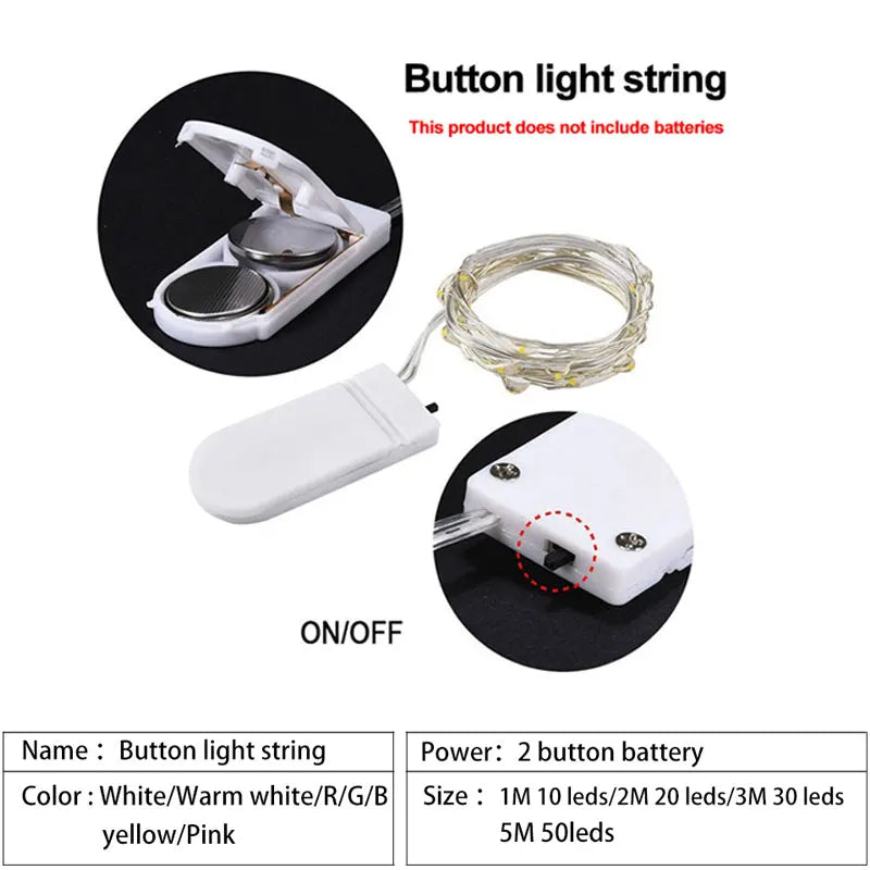 LED String Lights Night Light Holiday lighting Fairy Garland 1M2M3M 5M Decoration Light For New Year Wedding Brithday Party Lamp-Serilas