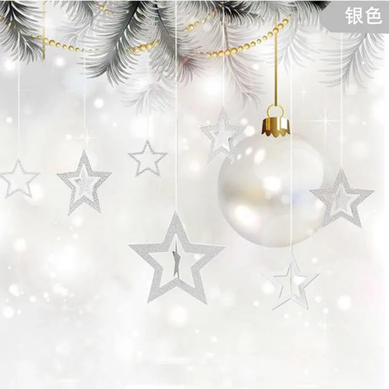 Rose Gold Hollow Star Paper Garlands Banner Hanging for Wedding Christmas Decorations Kids Birthday Party Supplies Baby Shower-Serilas