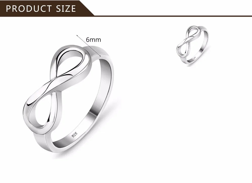 Fashion Silver color Infinity Ring Eternity Ring Charms Best Friend Gift Endless Love Symbol Fashion Rings For Women jewelry-Serilas