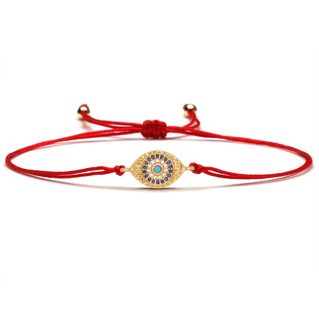 Copper Blue Evil Eye Charm Bracelet Red String Kabbalah Protection Handmade Adjustable Jewelry For Women Men Boys Girls Baby-Serilas