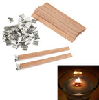 30pcs Wooden Candles Wick for DIY Paraffin Candle Jar Making Kit Candle Core with Clip Base Handmade Smokeless Candle Wick Cores-Serilas