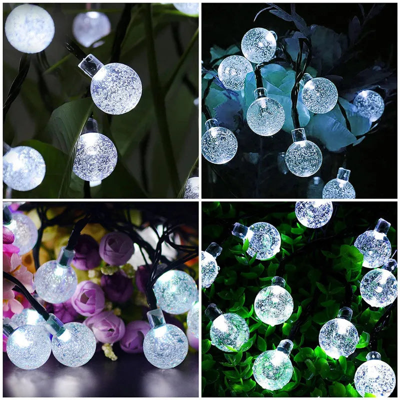 LED Solar String Lights Outdoor Waterproof Bubble Beads Fairy String Light 8 Modes Garden Wedding Party Christmas Decoration-Serilas