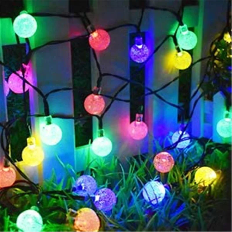 LED Solar String Lights Outdoor Waterproof Bubble Beads Fairy String Light 8 Modes Garden Wedding Party Christmas Decoration-Serilas
