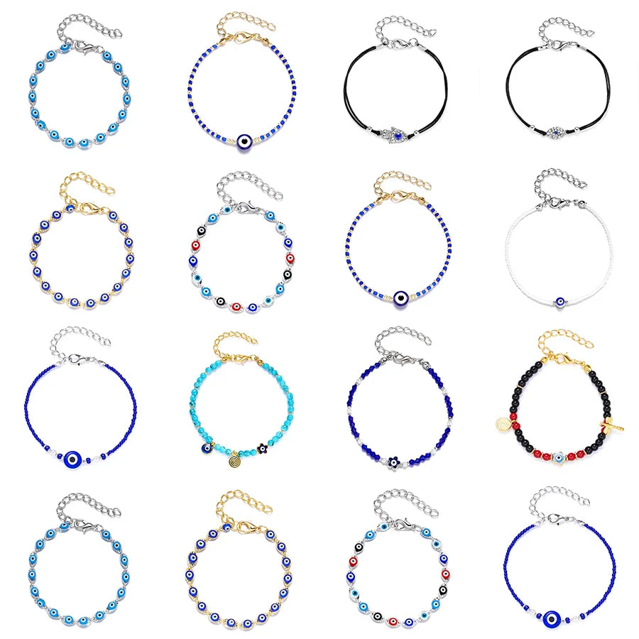 Lucky Amulet Evil Eye Charm Bracelet Gold Color Silver Color String Chain Braided Friendship Bracelet for Women Men Jewelry Gift-Serilas