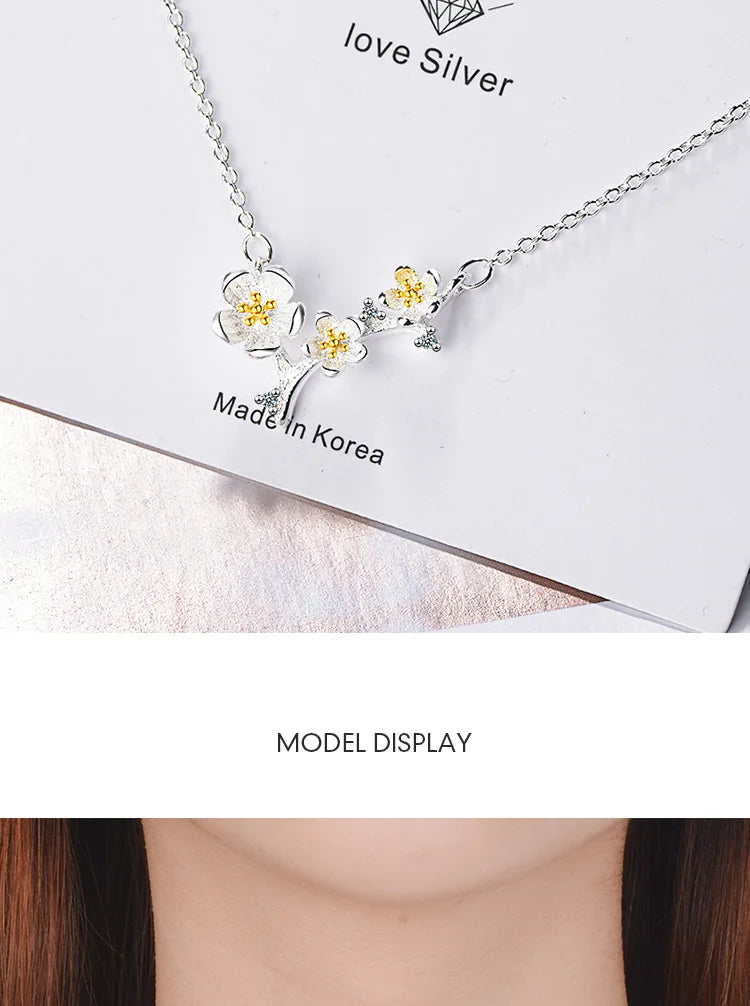 925 Sterling Silver Flower Pendant Necklace For Women Fashion Chain Luxury Quality Fine Jewelry Accesories Wholesale GaaBou-Serilas