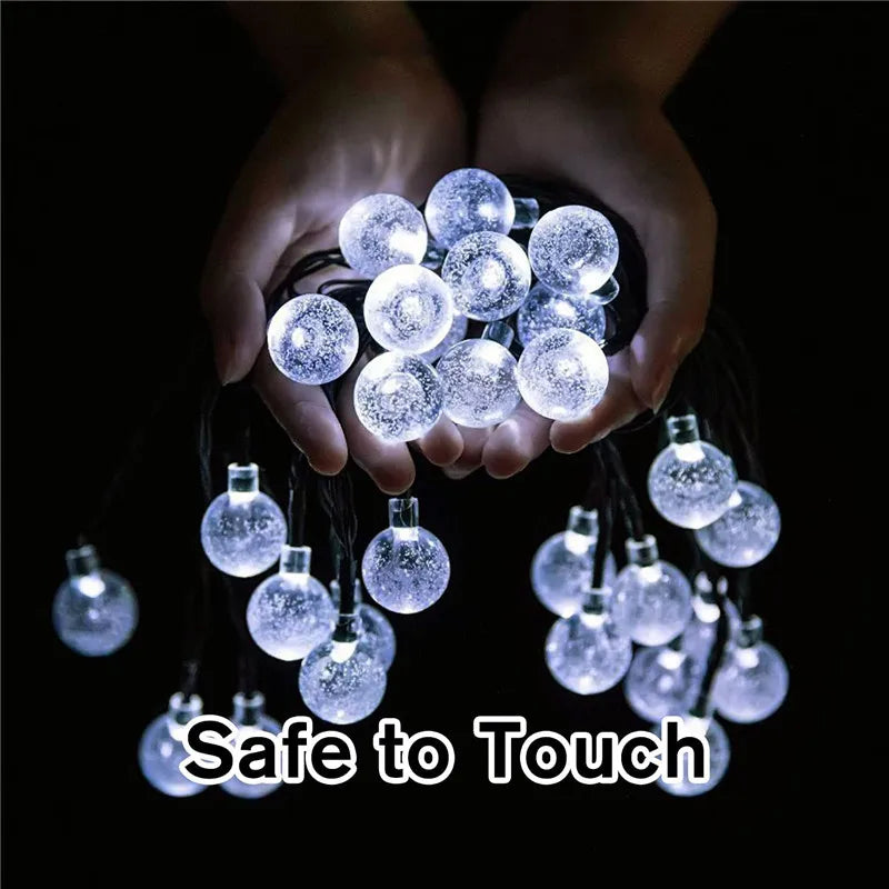 LED Solar String Lights Outdoor Waterproof Bubble Beads Fairy String Light 8 Modes Garden Wedding Party Christmas Decoration-Serilas