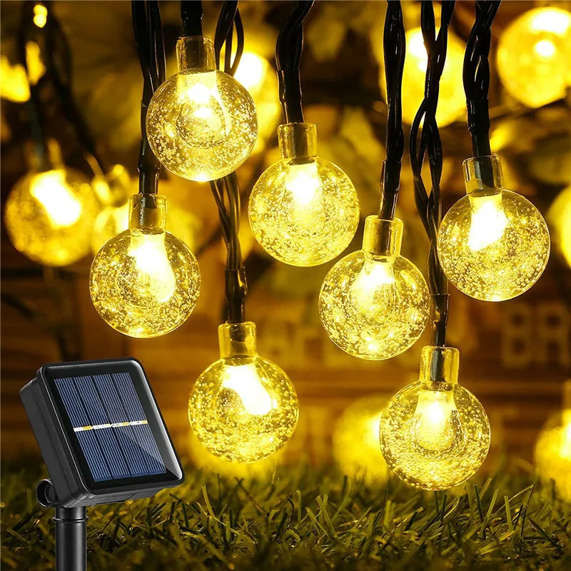 LED Solar String Lights Outdoor Waterproof Bubble Beads Fairy String Light 8 Modes Garden Wedding Party Christmas Decoration-Serilas