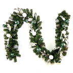 9 FT Long Christmas Garland Flexible PVC Hanging Pendant Artificial Christmas Garlands with Bowknot for Stairs Railing Fireplace-Serilas