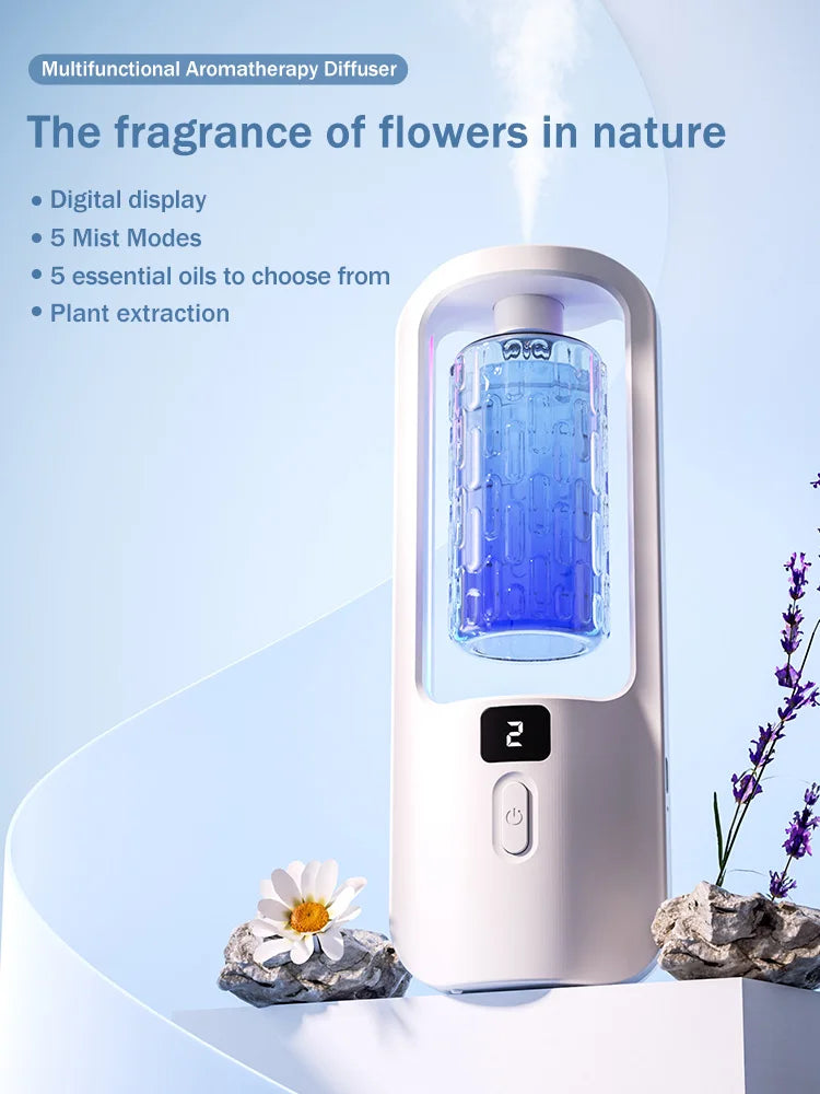 Automatic aromatherapy diffuser for eliminating odors, suitable for household use, with essential oil for air freshening.-Serilas