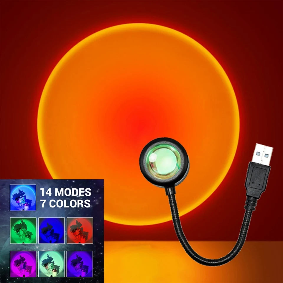 LED Sunset Lamp Nightlights USB Projector Birthday Party Decoration Mood Lights For Bedroom Living Room Wall Photography-Serilas